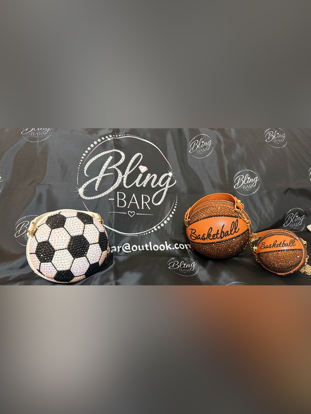 Orange Basketball or Black and white soccer ball Rhinestone Bag made as ordered
